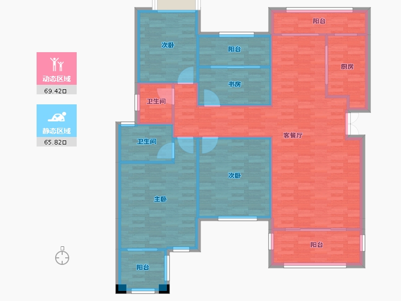 重庆-重庆市-琅樾江山119m²-123.76-户型库-动静分区