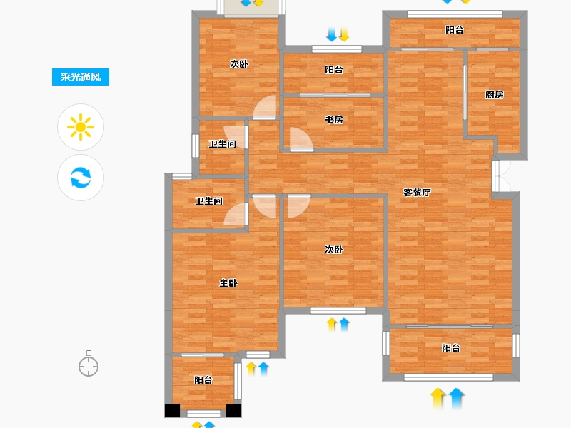 重庆-重庆市-琅樾江山119m²-123.76-户型库-采光通风