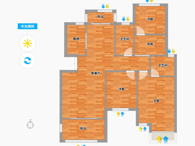 重庆-重庆市-琅樾江山107m²-99.08-户型库-采光通风