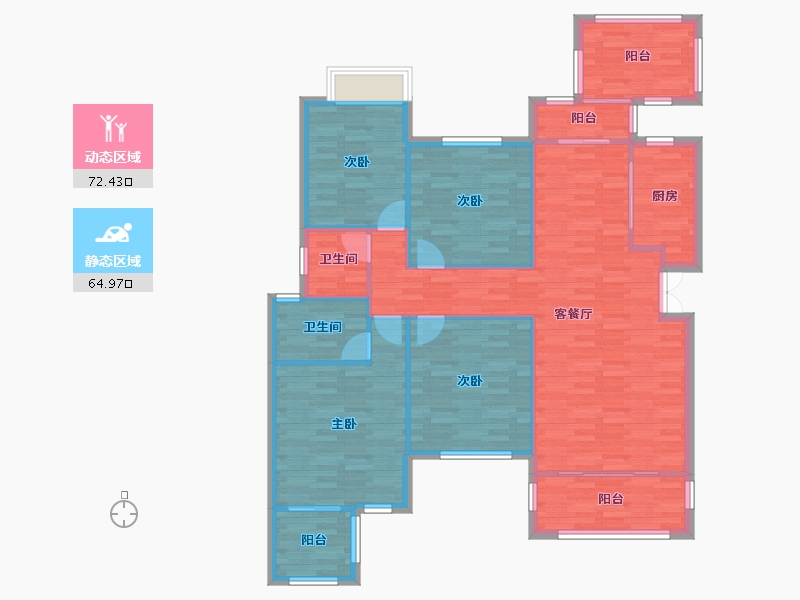 重庆-重庆市-琅樾江山124m²-125.57-户型库-动静分区