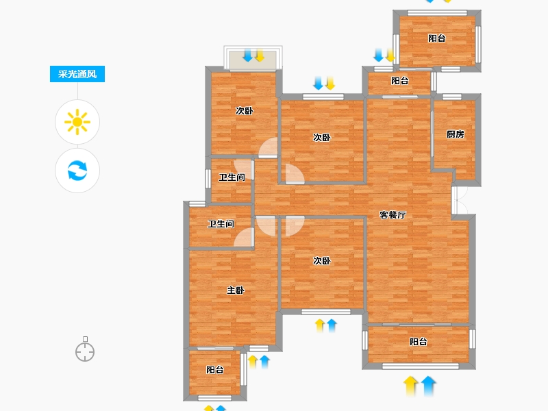 重庆-重庆市-琅樾江山124m²-125.57-户型库-采光通风