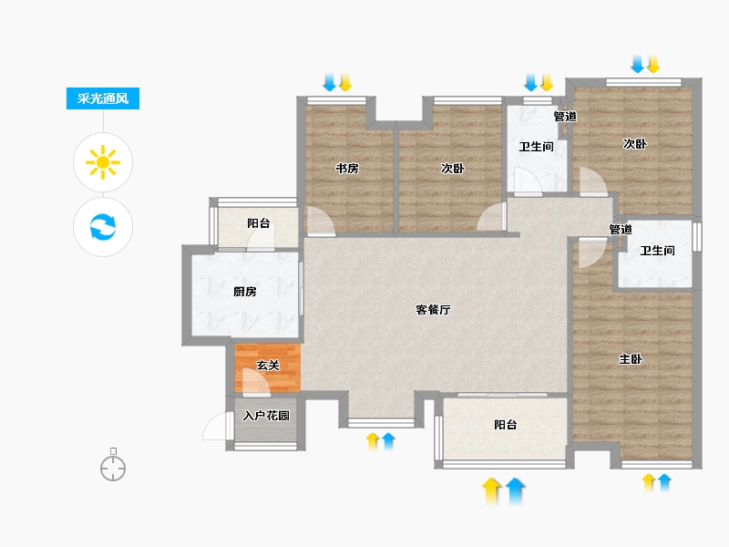 四川省-成都市-佳兆业悦府8号楼,6号楼,9号楼,7号楼,11号楼,5号楼126m²-109.34-户型库-采光通风