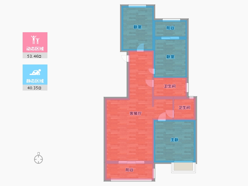 河南省-郑州市-正商生态城建面104m2-83.20-户型库-动静分区