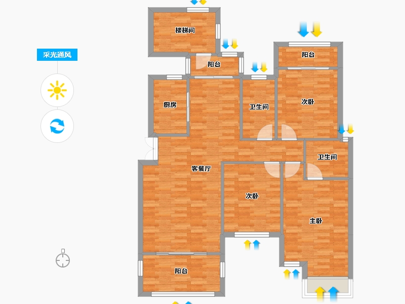 重庆-重庆市-琅樾江山119m²-107.86-户型库-采光通风