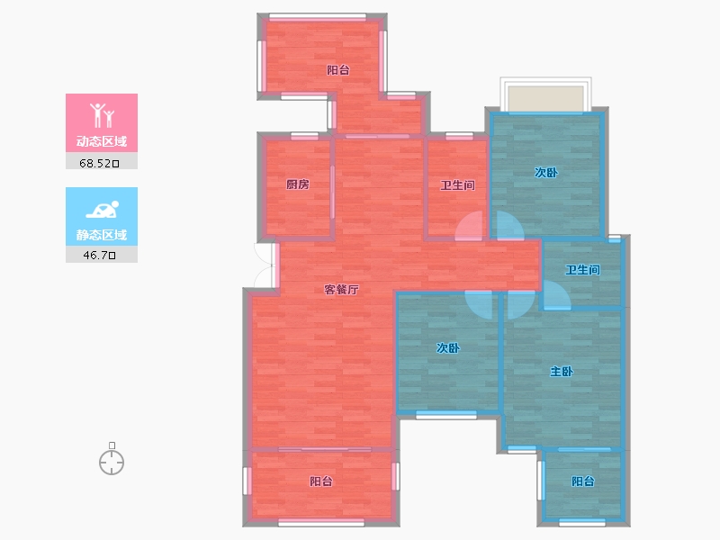 重庆-重庆市-琅樾江山100m²-104.93-户型库-动静分区