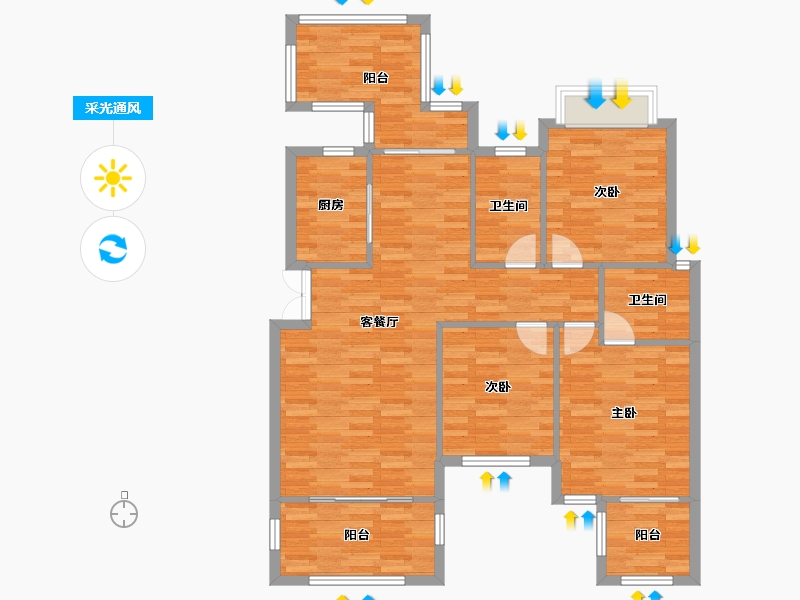 重庆-重庆市-琅樾江山100m²-104.93-户型库-采光通风