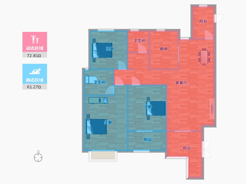 陕西省-西安市-万科城市之光2号楼156㎡-123.33-户型库-动静分区