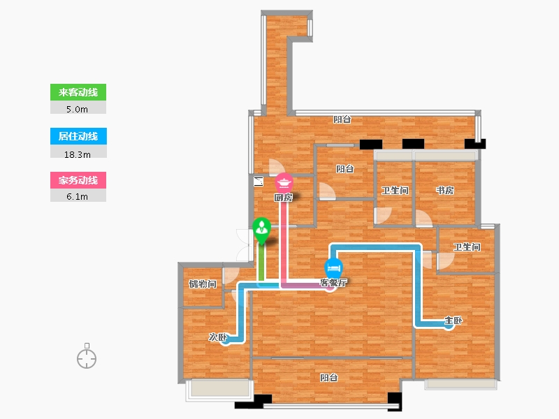 重庆-重庆市-首创天阅嘉陵套内133m²-157.22-户型库-动静线