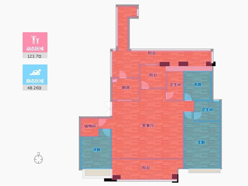 重庆-重庆市-首创天阅嘉陵套内133m²-157.22-户型库-动静分区