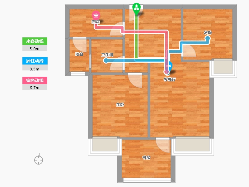 重庆-重庆市-琅樾江山33号楼,35号楼,36号楼61m²-61.00-户型库-动静线