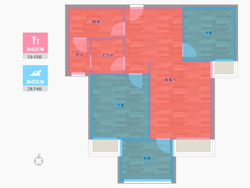 重庆-重庆市-琅樾江山33号楼,35号楼,36号楼61m²-61.00-户型库-动静分区