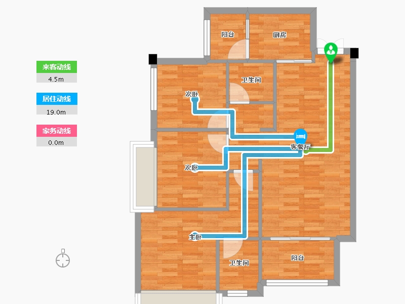 重庆-重庆市-天泰钢城印象79m²-76.33-户型库-动静线