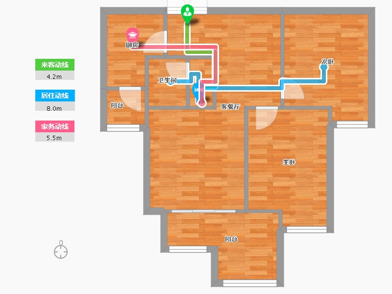 重庆-重庆市-天泰钢城印象62m²-62.84-户型库-动静线