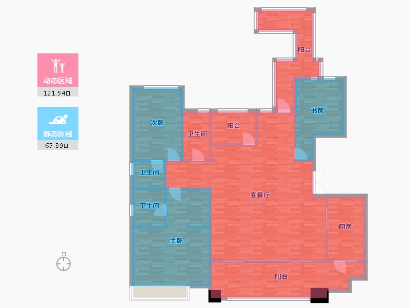 重庆-重庆市-首创天阅嘉陵套内157m²-171.38-户型库-动静分区