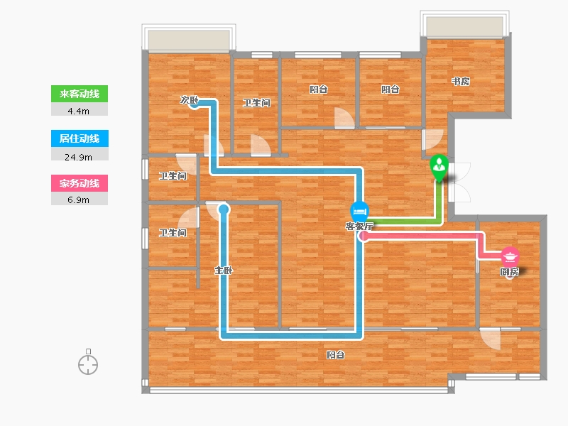 重庆-重庆市-首创天阅嘉陵套内131m²-163.96-户型库-动静线