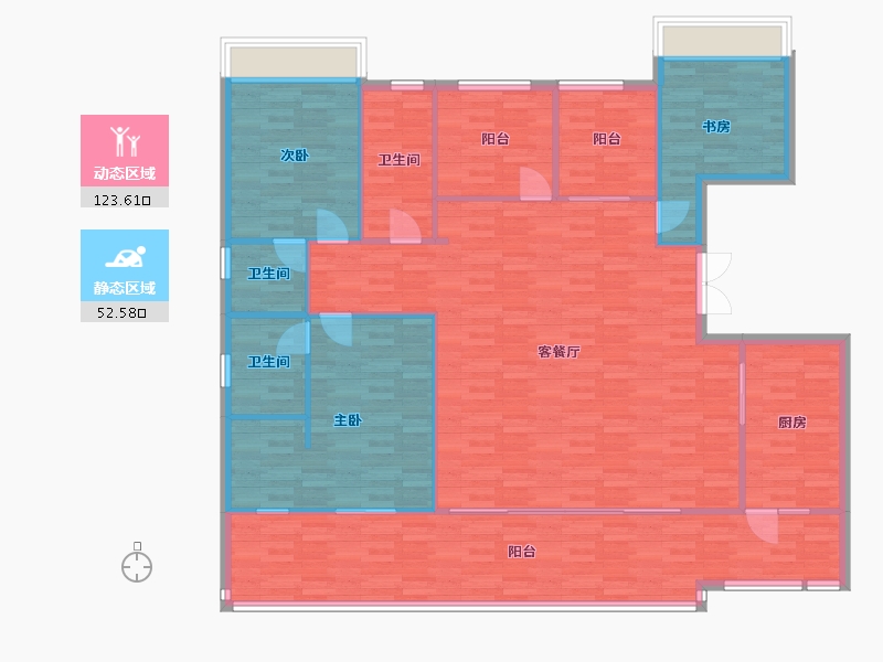 重庆-重庆市-首创天阅嘉陵套内131m²-163.96-户型库-动静分区