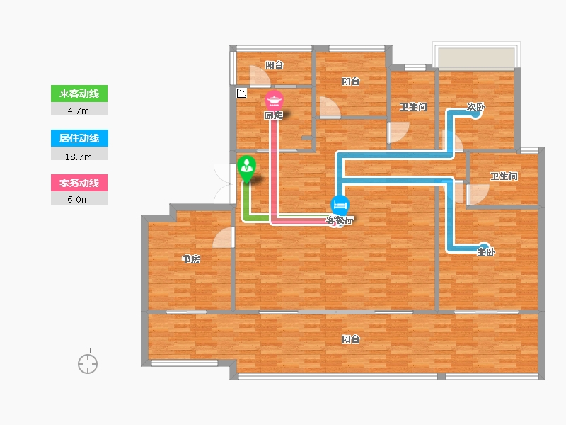 重庆-重庆市-首创天阅嘉陵套内111m²-141.82-户型库-动静线