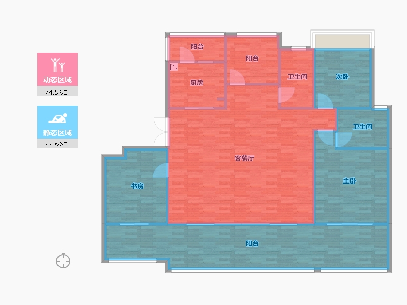 重庆-重庆市-首创天阅嘉陵套内111m²-141.82-户型库-动静分区