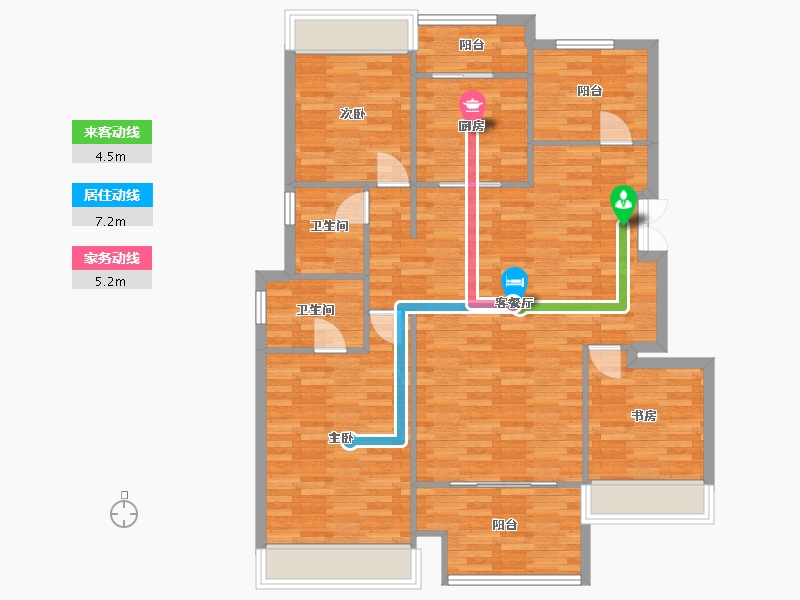 重庆-重庆市-首创天阅嘉陵套内107m²-108.97-户型库-动静线