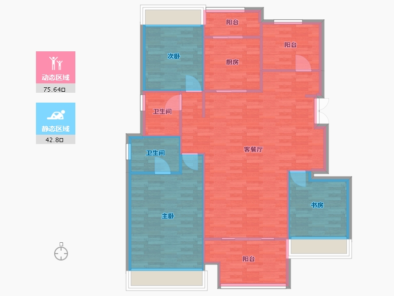 重庆-重庆市-首创天阅嘉陵套内107m²-108.97-户型库-动静分区