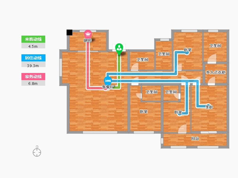 河南省-郑州市-盛澳金尊府6号楼建面206m2-164.81-户型库-动静线