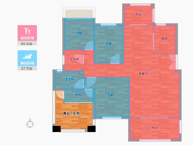 重庆-重庆市-琅樾江山15号楼,21号楼,23号楼,25号楼101m²-101.00-户型库-动静分区