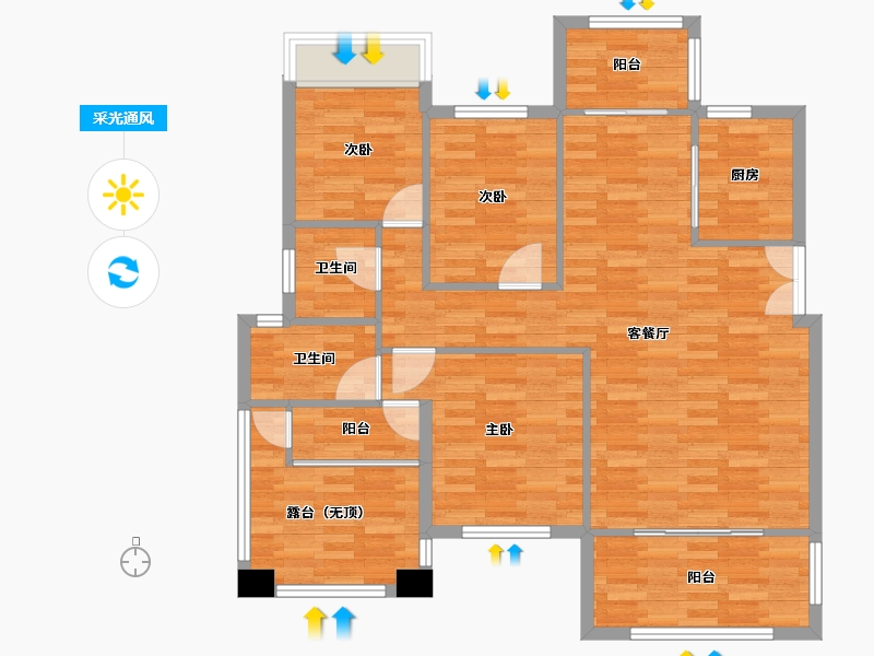 重庆-重庆市-琅樾江山15号楼,21号楼,23号楼,25号楼101m²-101.00-户型库-采光通风