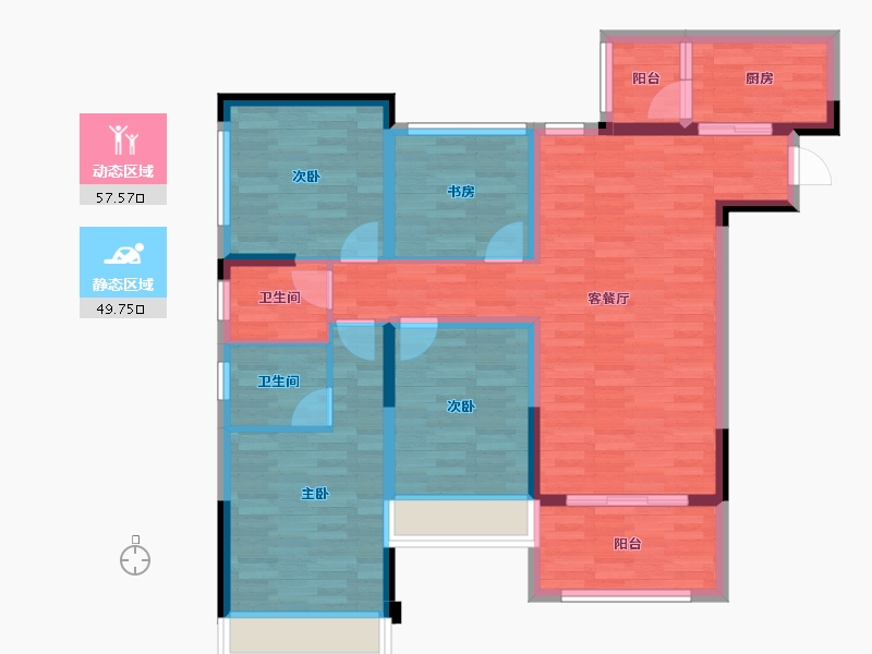 重庆-重庆市-琅樾江山33号楼,35号楼,36号楼84m²-95.21-户型库-动静分区