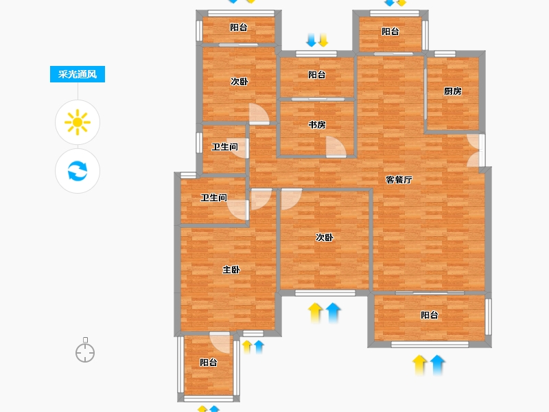 重庆-重庆市-琅樾江山15号楼,21号楼,23号楼,25号楼115m²-121.95-户型库-采光通风