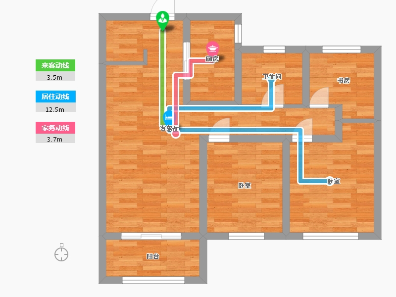 河南省-郑州市-融创城17号地8号楼建面94-61.77-户型库-动静线