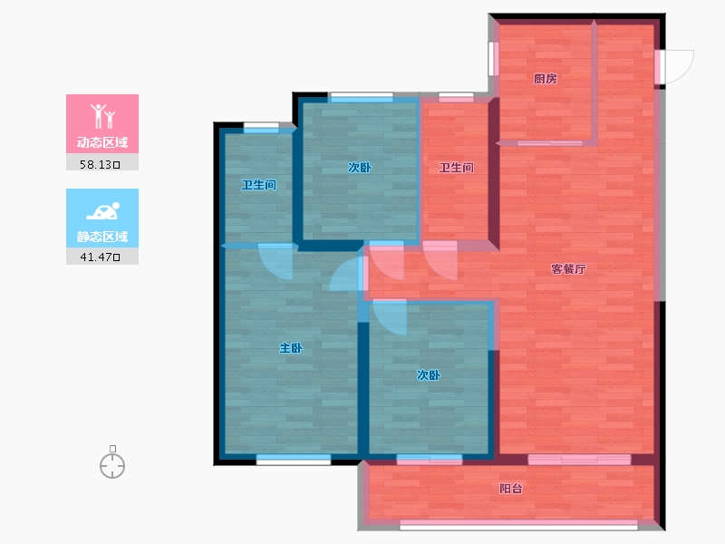 河南省-郑州市-融创城17号地4号楼,17号地6号楼建面126m2-89.01-户型库-动静分区