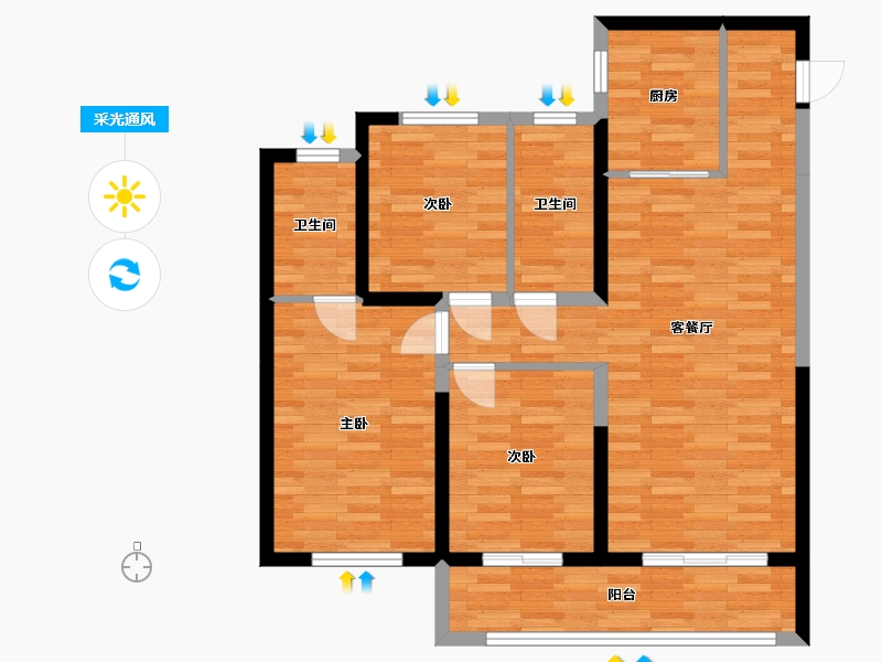 河南省-郑州市-融创城17号地4号楼,17号地6号楼建面126m2-89.01-户型库-采光通风