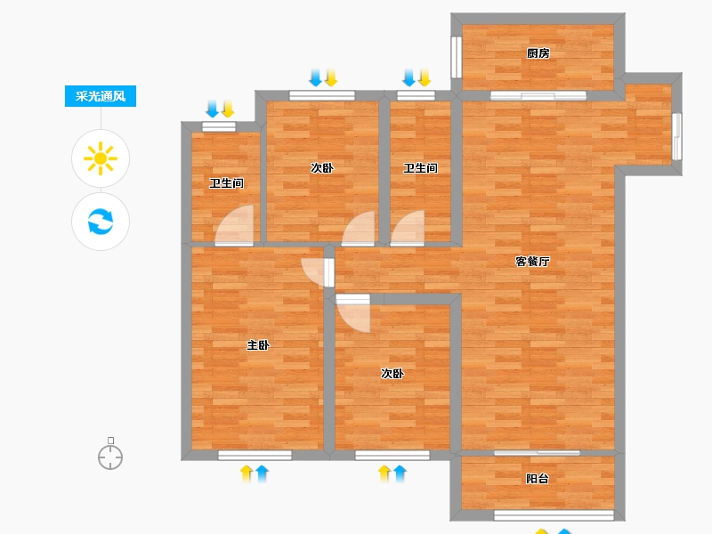 河南省-郑州市-融创城19号地2号楼,19号地3号楼,19号地5号楼,19号地6号楼,19号地8号-86.62-户型库-采光通风