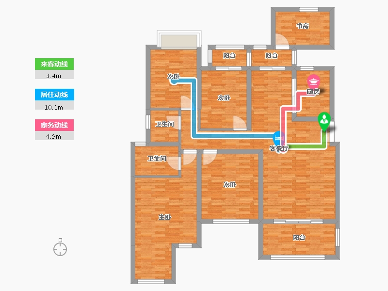 重庆-重庆市-琅樾江山15号楼,21号楼,23号楼,25号楼131m²-121.98-户型库-动静线