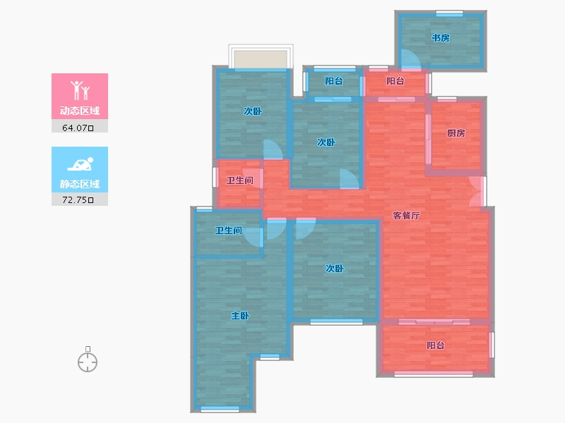 重庆-重庆市-琅樾江山15号楼,21号楼,23号楼,25号楼131m²-121.98-户型库-动静分区