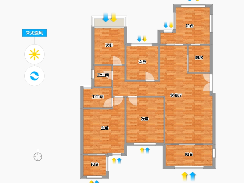 重庆-重庆市-琅樾江山15号楼,21号楼,23号楼,25号楼120m²-121.32-户型库-采光通风