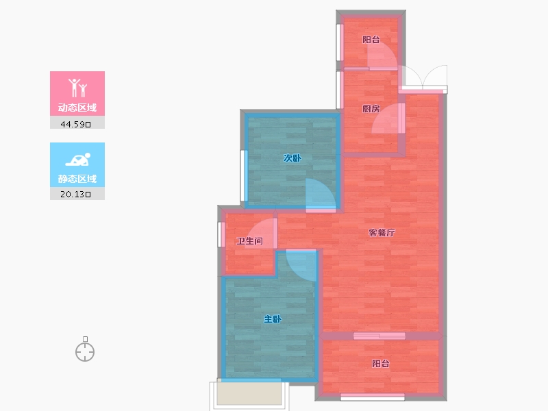 重庆-重庆市-书香溪墅套内59m²-56.99-户型库-动静分区