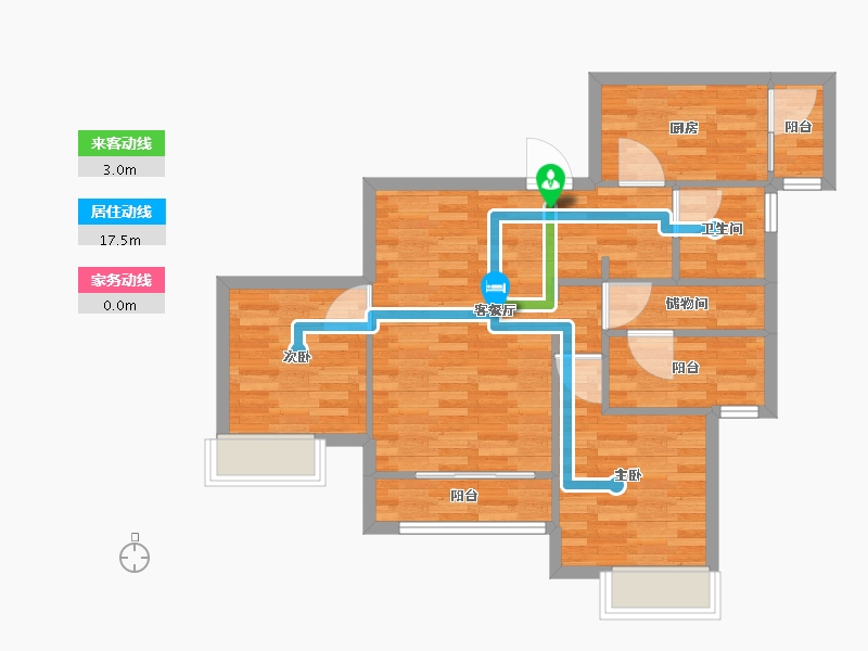 重庆-重庆市-书香溪墅套内73m²-69.71-户型库-动静线