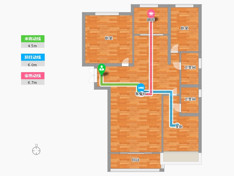 河南省-郑州市-中博城珑誉园一期1号楼建面119m2-95.20-户型库-动静线