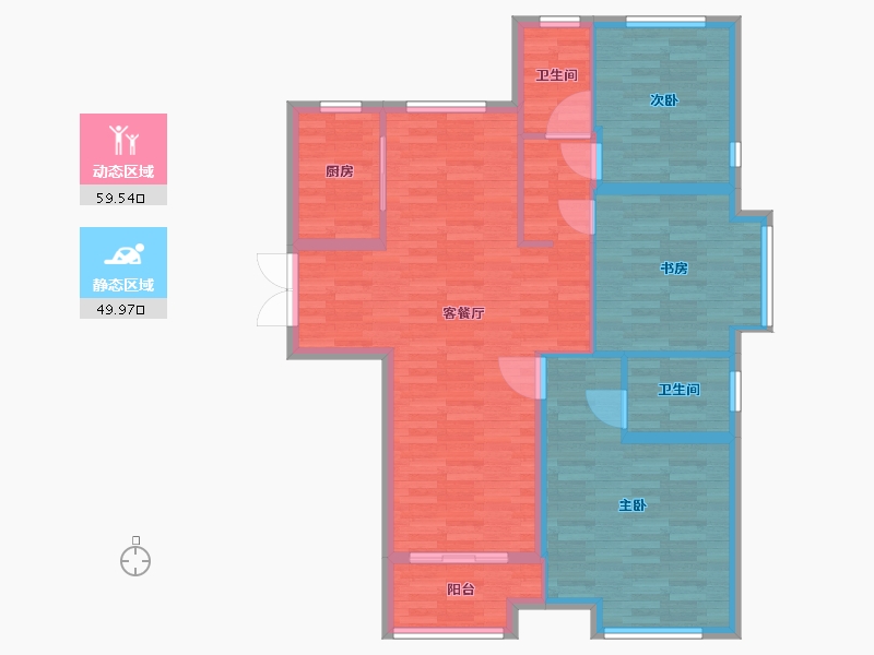 河南省-郑州市-中岳俪景湾3号楼建面124m-99.21-户型库-动静分区