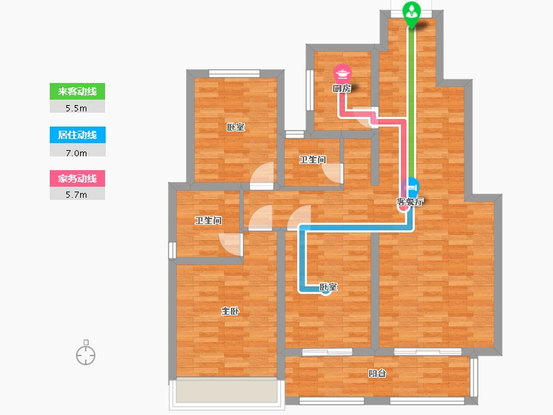 河南省-郑州市-中博城珑誉园建面119m2-95.20-户型库-动静线