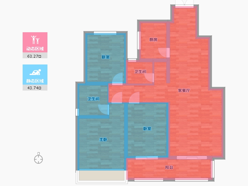 河南省-郑州市-中博城珑誉园建面119m2-95.20-户型库-动静分区