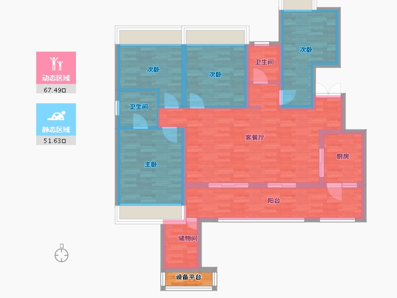 重庆-重庆市-西永9号套内110m²-107.88-户型库-动静分区