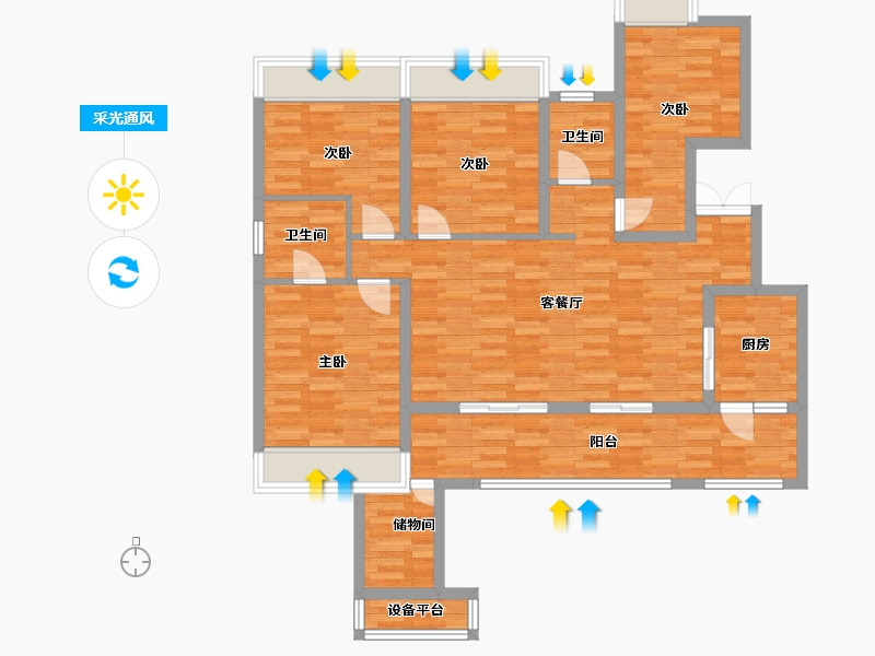 重庆-重庆市-西永9号套内110m²-107.88-户型库-采光通风