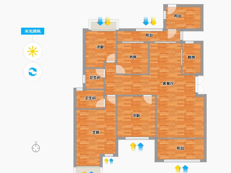 重庆-重庆市-琅樾江山125m²-124.73-户型库-采光通风