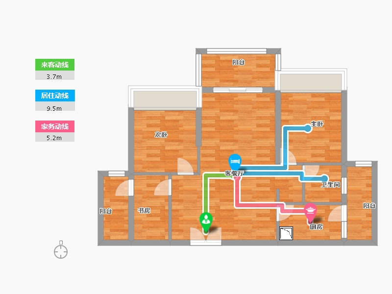 重庆-重庆市-西永9号套内68m²-68.00-户型库-动静线