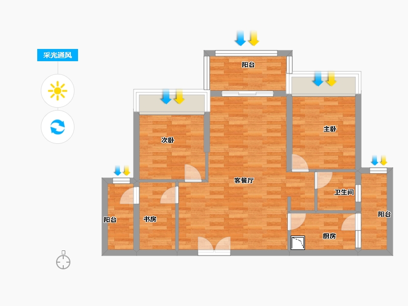 重庆-重庆市-西永9号套内68m²-68.00-户型库-采光通风
