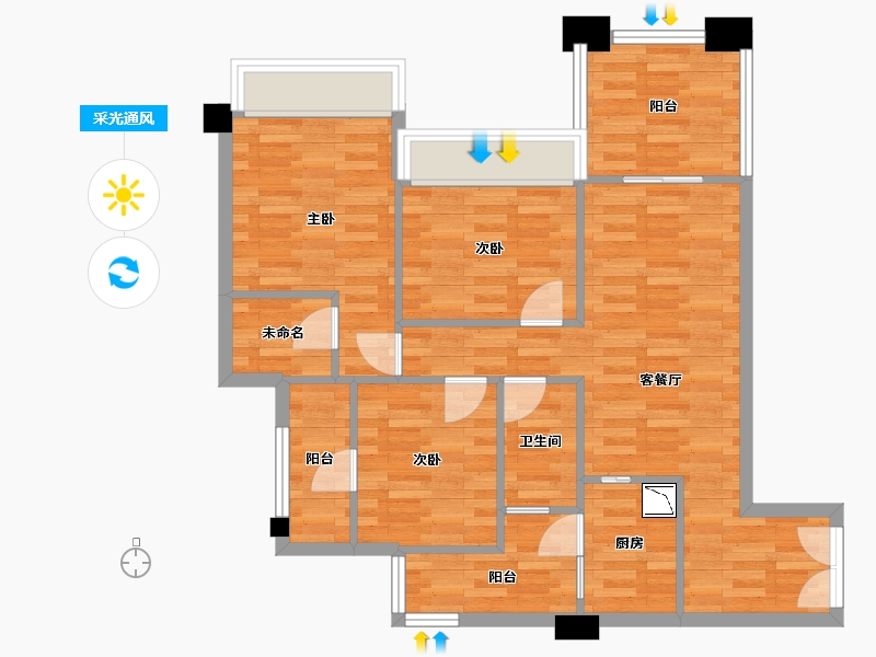 重庆-重庆市-西永9号套内80m²-80.00-户型库-采光通风