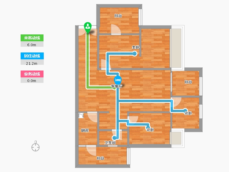 重庆-重庆市-西永9号套内74m²-74.00-户型库-动静线