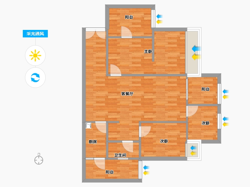 重庆-重庆市-西永9号套内74m²-74.00-户型库-采光通风